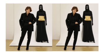 ©Laurence Benaïm par Laurent Poleo Garnier, dans la salle Matisse du Musée National d’Art moderne, avec la robe d’Yves Saint Laurent @museeyvessaintlaurent